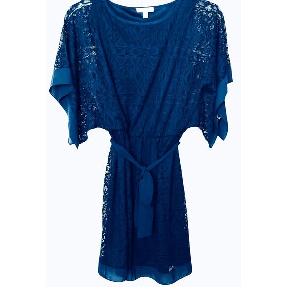 ESTABLISHED 1962 LACE, MIDI, FIT/FLARE, WAIST DRESS, WOMENS, 8, NAVY BLUE, SASH - Picture 1 of 12